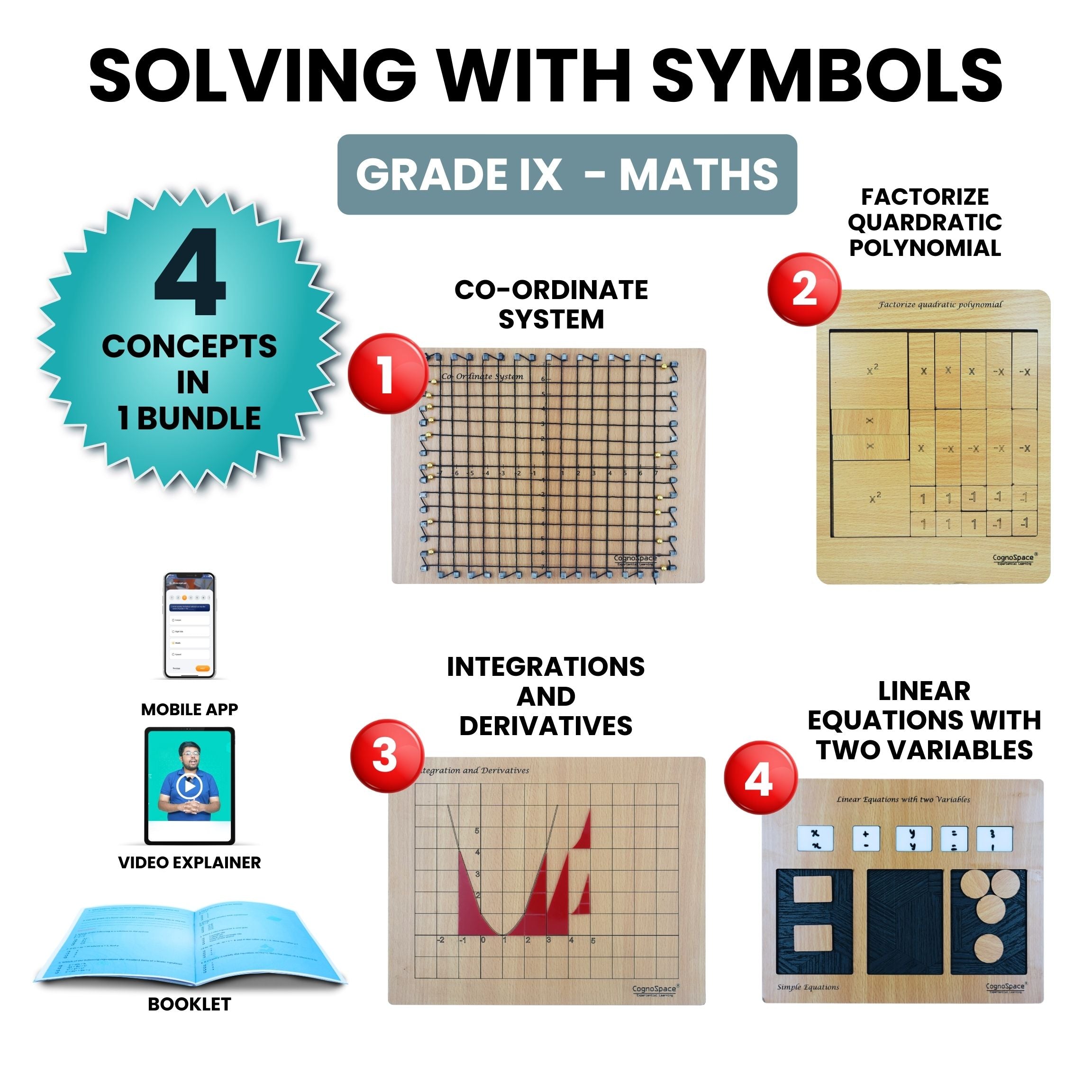 Practiko Class 9 Math Kit – Solving with Symbols: (Algebra & Coordinates) experiment setup; Student performing Solving with Symbols: (Algebra & Coordinates) activity – Practiko math learning kit; Math concept demonstration from Solving with Symbols: (Algebra & Coordinates) kit by Practiko; Hands-on learning with Practiko Solving with Symbols: (Algebra & Coordinates) math STEM kit; Solving with Symbols: (Algebra & Coordinates) kit materials and tools for Grade 9 math experiments